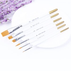 6 PCS Künstler Ölgemälde Pinsel Set Nylon Haar Holzgriff Acryl Aquarell Spitze Spitze Zeichenstift