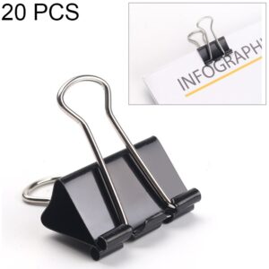 20PCS 51mm Schwarz Metallclip Notizen Brief Büroklammer Office Bind