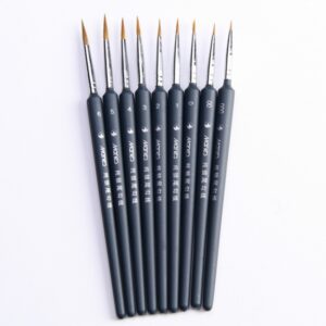 9 PCS / Set Art Supplies Wiesel-Haarbürste Aquarell-Hakenlinienbürste Stellen Sie den Randstift dar