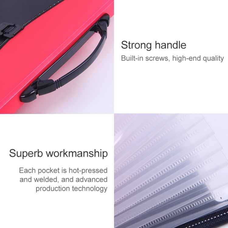 Tragbare 12-lagige Aktentasche, A4, Fächermappe, klassifizierter Ordner, PP-Aufbewahrungsclip, Ticketpaket – Bild 4