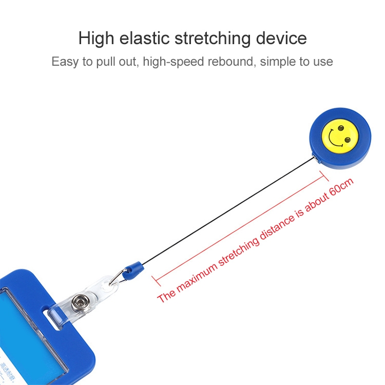 2 Stück ID-Halter mit leicht zu ziehender Schnalle, lächelndes Gesicht, Namensschild, Karte, Schlüssel, Ausweis, einziehbarer Halter – Bild 4