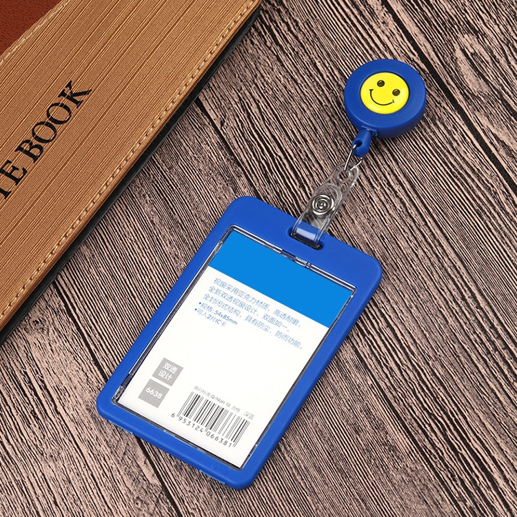 2 Stück ID-Halter mit leicht zu ziehender Schnalle, lächelndes Gesicht, Namensschild, Karte, Schlüssel, Ausweis, einziehbarer Halter – Bild 7
