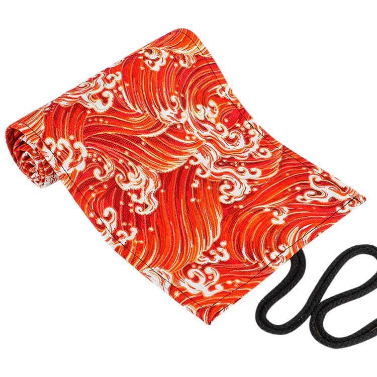 Golden Red Sea Wave Druckroller-Federmäppchen, großes Fassungsvermögen, große Stifttasche aus Segeltuch – Bild 3