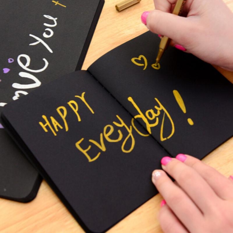 Skizzenbuch, Tagebuch, Zeichnung, Malerei, Graffiti, weicher Einband, schwarzes Papier, Skizzenbuch, Notizbuch, Büro, Schulbedarf, Geschenk – Bild 4