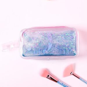 Niedliches PVC-Schweinchen-Muster-Federmäppchen, bunt, transparent, Treibsand, Mädchen-Stifttasche, kreatives Briefpapier, Schulbedarf