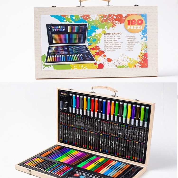 Malerei Holzkiste bunte Stift Set Kunst Schulbedarf für Kinder – Bild 2