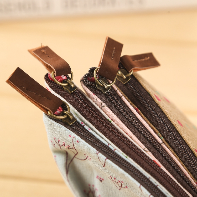 Niedliche Federmäppchen aus Segeltuch mit Blumenmuster und Reißverschluss, Blumenbaum-Stifttaschen – Bild 4