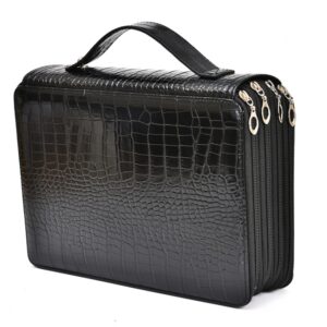 200-Loch-Kunstmalerei-Stift-Aufbewahrungstasche, großes Fassungsvermögen, Krokodilmuster, PU-Bleistiftbeutel