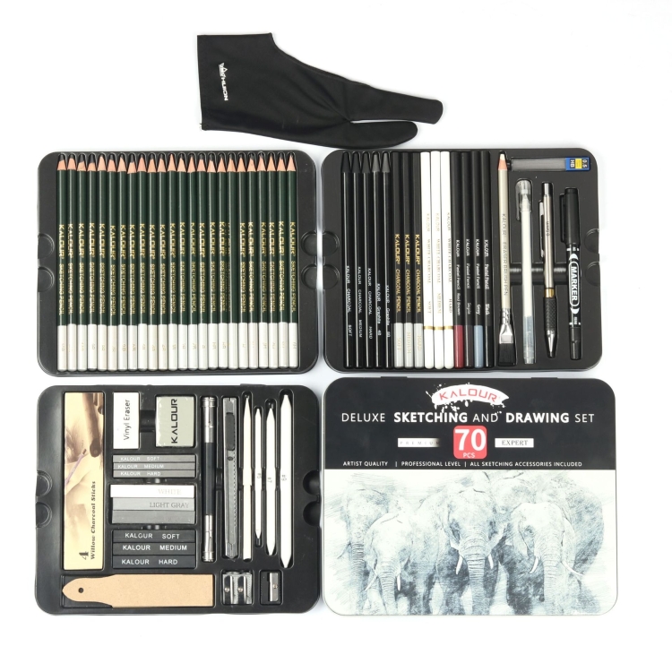 KALOUR 70-in-1-Skizzenstift, Eisenbox-Set, Skizzenwerkzeug-Set, Kunst-Malstift