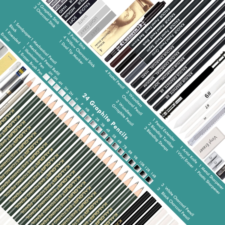 KALOUR 70-in-1-Skizzenstift, Eisenbox-Set, Skizzenwerkzeug-Set, Kunst-Malstift – Bild 6