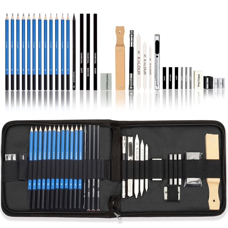 KALOUR 33-in-1-Skizzenstift-Set, Anfänger-Pinsel-Kunstzubehör