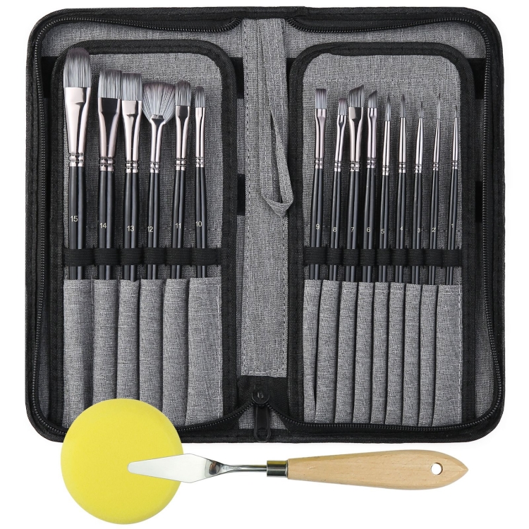 17-in-1-Acrylpinsel, Mehrzweck-Nylonwolle-Aquarellpinsel, Kunstmalmaterial, Qith-Leinwand-Maltasche – Bild 2