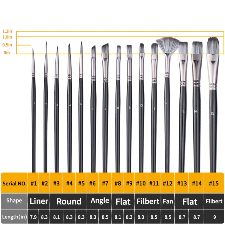 17-in-1-Acrylpinsel, Mehrzweck-Nylonwolle-Aquarellpinsel, Kunstmalmaterial, Qith-Leinwand-Maltasche – Bild 3