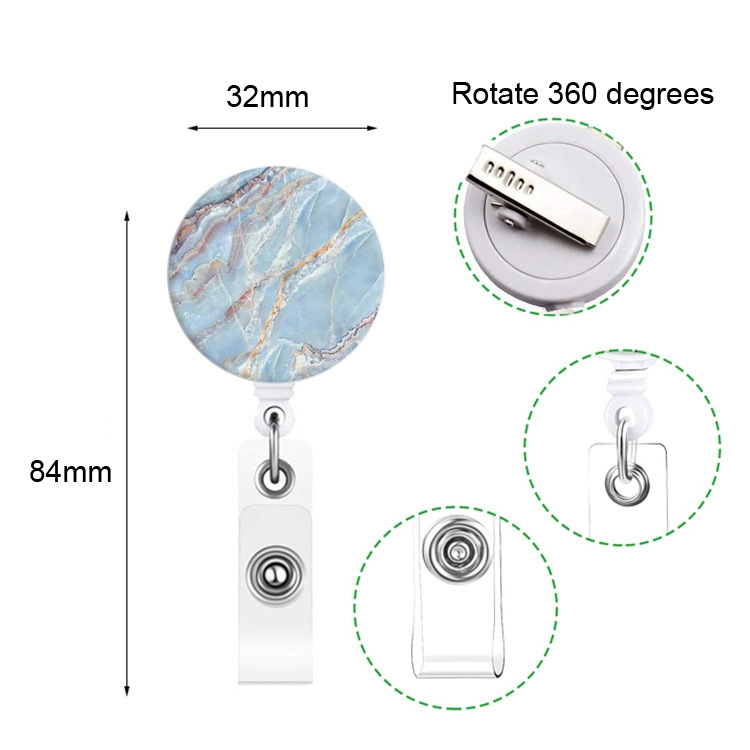 2 Stück ausziehbare Ausweisrolle mit Marmorstruktur, Tropfenkleber, Namensschild, Kartenabzeichen – Bild 4