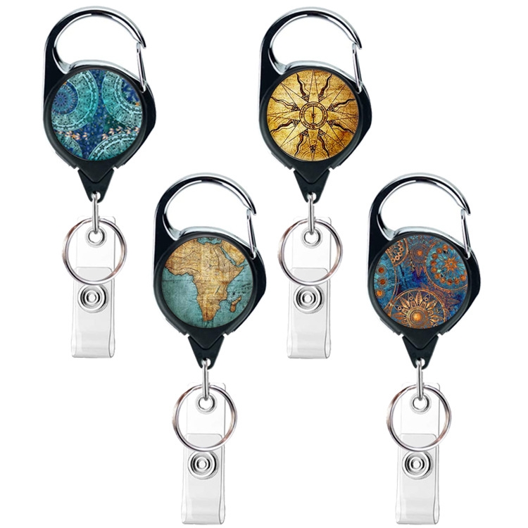 2 Stück 65 cm ausziehbare Ausweishalter im Vintage-Stil, Kompass, Karte, Namensschild, Kartenhalter – Bild 2