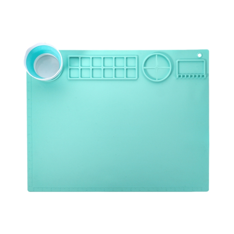 50x40cm Silikon-Doppelschüssel-Malunterlage, Graffiti-Ölgemäldematte, löschbares und waschbares Silikonunterlage