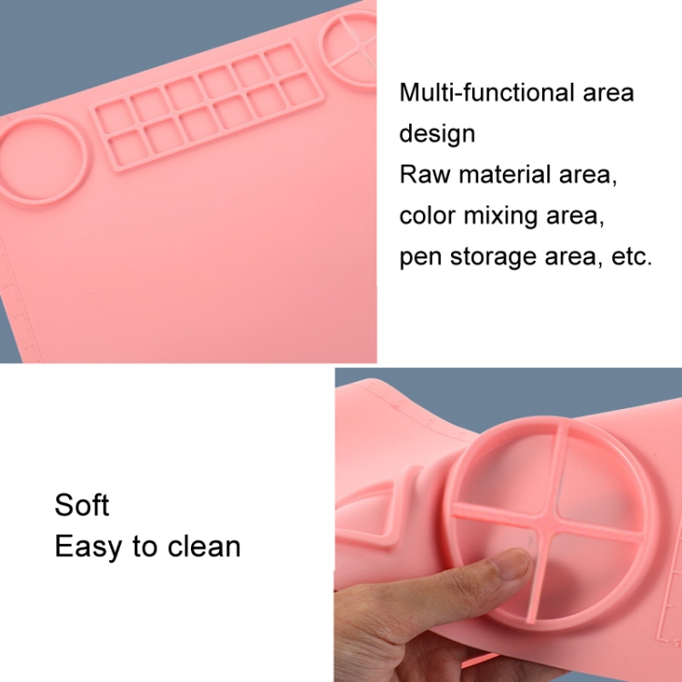 50x40cm Silikon-Doppelschüssel-Malunterlage, Graffiti-Ölgemäldematte, löschbares und waschbares Silikonunterlage – Bild 2