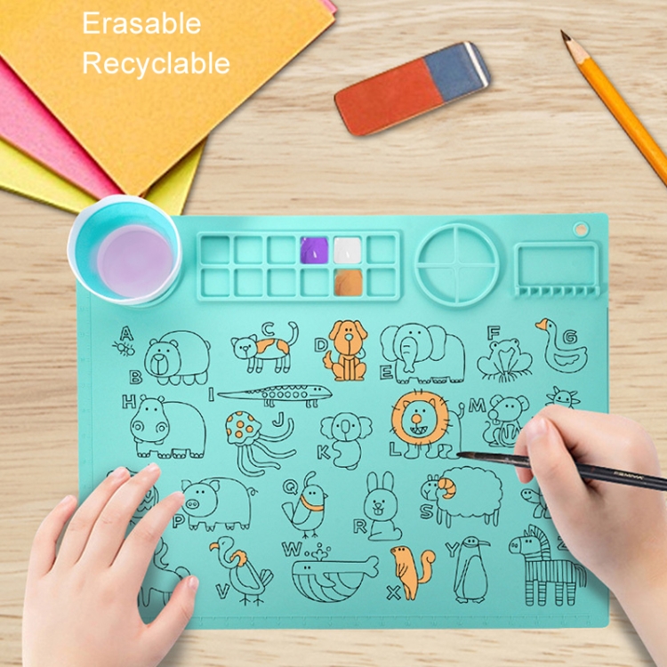 50x40cm Silikon-Doppelschüssel-Malunterlage, Graffiti-Ölgemäldematte, löschbares und waschbares Silikonunterlage – Bild 4