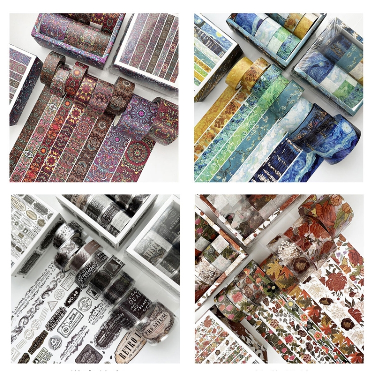 8 Rollen/Box, transparentes PET-Klebeband-Set im antiken Stil für Journaling, 3 cm x 2 + 2 cm x 2 + 1,5 cm x 4 – Bild 3