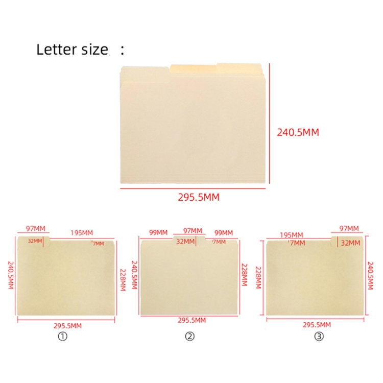 100 Blatt/Box Aktenordner im Briefformat, Manila-Ordner mit 1/3-Schnittlasche – Bild 4