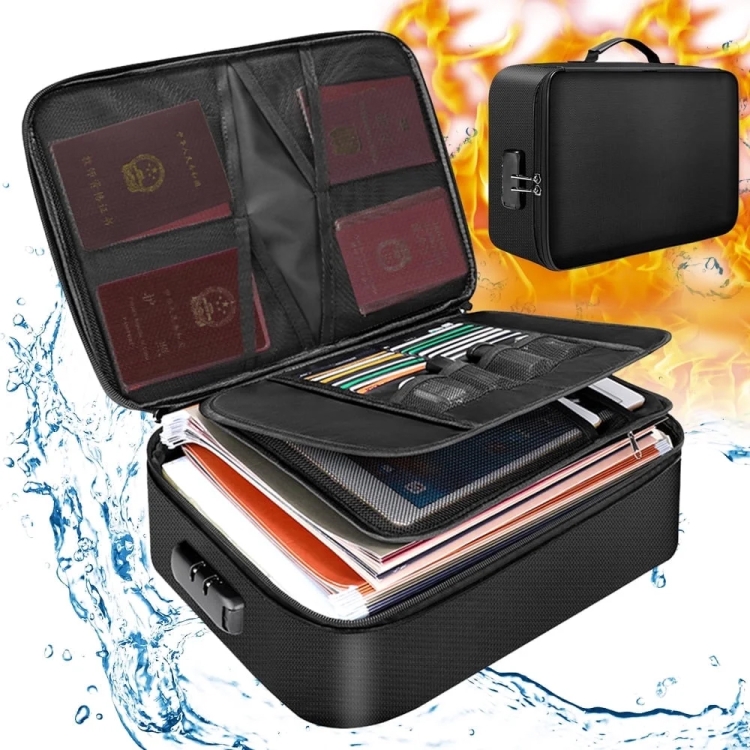 Feuerfeste und wasserdichte Dokumentenaufbewahrungstasche, Handtasche mit Passwortschloss