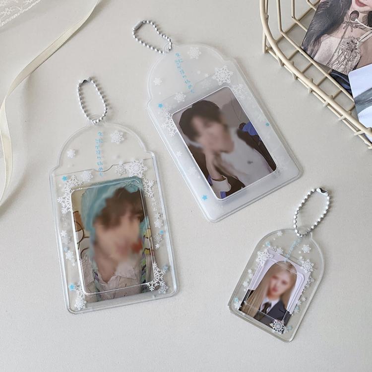 Hisocute Schneeflocke PVC-Kartenhalter 1 Zoll 2 Zoll 3 Zoll Stern Kleine Karte Anhänger Foto Fall – Bild 2