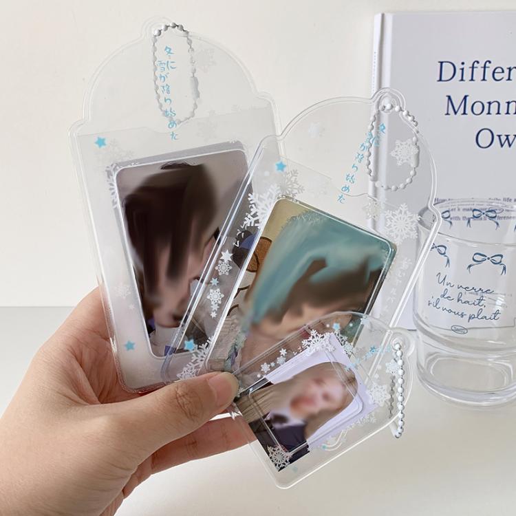 Hisocute Schneeflocke PVC-Kartenhalter 1 Zoll 2 Zoll 3 Zoll Stern Kleine Karte Anhänger Foto Fall – Bild 7