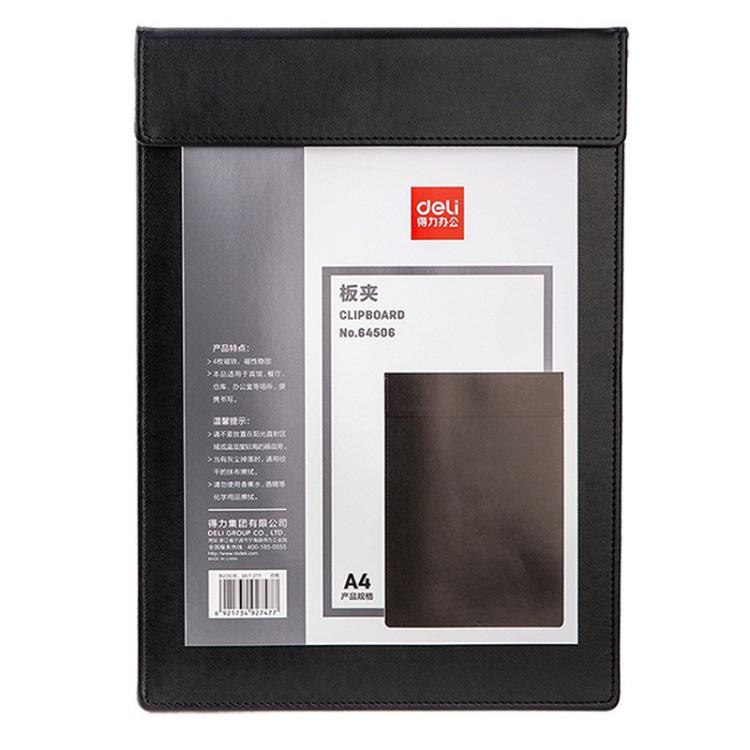 Deli 64506 A4 PU Magnetic Clipboard Writing Board File Folder for Office, Hotel, Meetings, Signing Documents