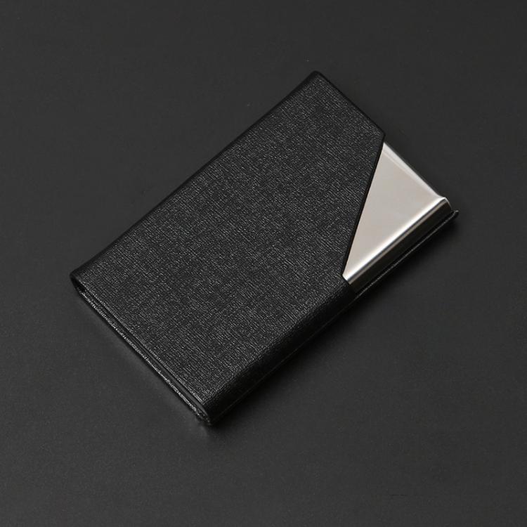 Stainless Steel Business Card Holder with Oracle PU Leather Flip-Top Metal Name Card Case