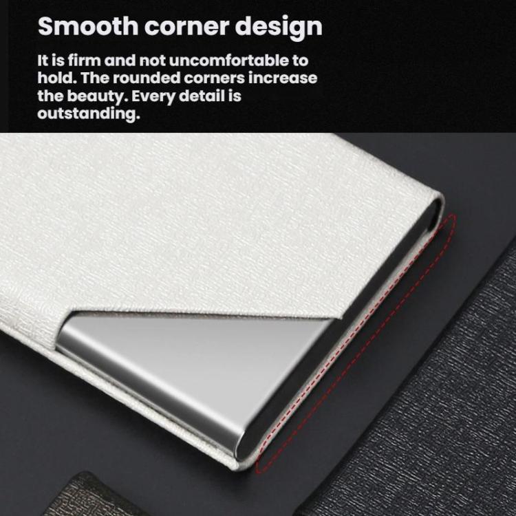 Stainless Steel Business Card Holder with Oracle PU Leather Flip-Top Metal Name Card Case – Bild 6