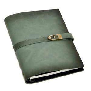 A5 Genuine Leather Travel Journal Refillable Notebook with Vintage Soft Cover & Antique Brass Buckle Closure