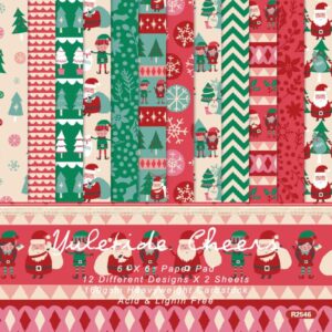 R2546 6 Zoll 24 Blatt Weihnachtsjournal-Scrapbook-Papier, einseitig gemustertes Hintergrundpapier