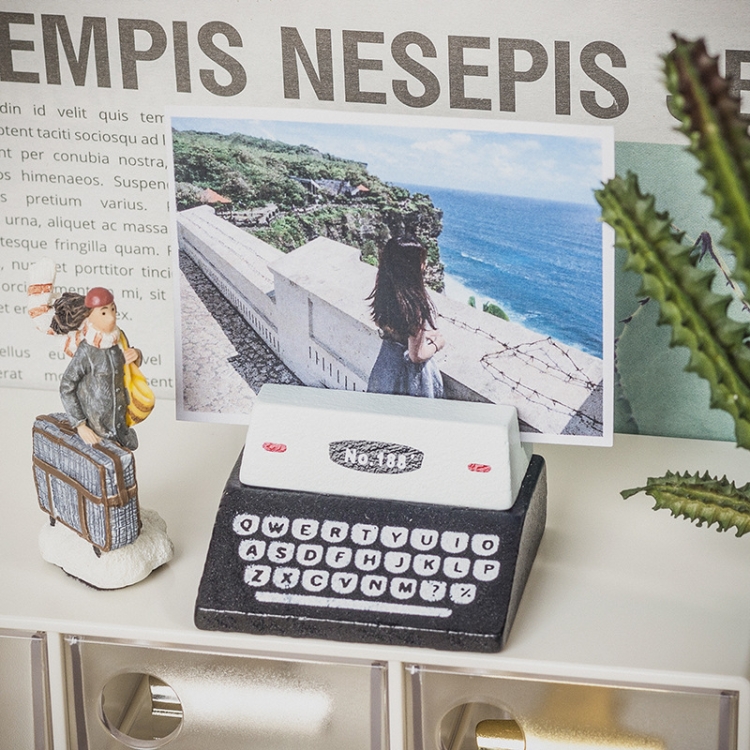 5 PCS Kreative Kaffee Vintage Holz Schreibmaschine Foto Karte Schreibtisch Messege Memo Halter Ständer Kartenhalter – Bild 5